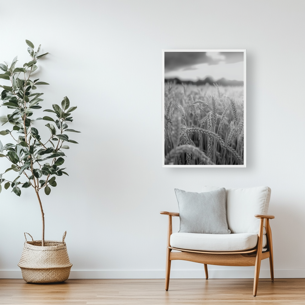 Field of Wheat Black & White